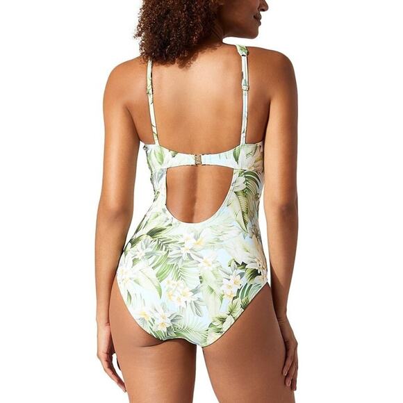 Tommy Bahama Women's Multi Paradise Fronds High Neck One Piece Swimsuit Size 14 - Picture 3 of 16